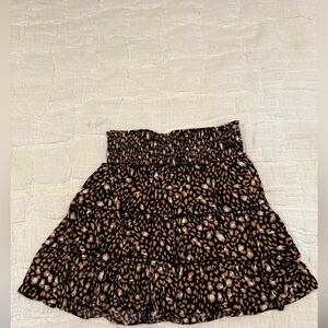 NWOT Pink Lily Leopard Print Ruche Ruffle Skort Cheetah Built In Shorts Large